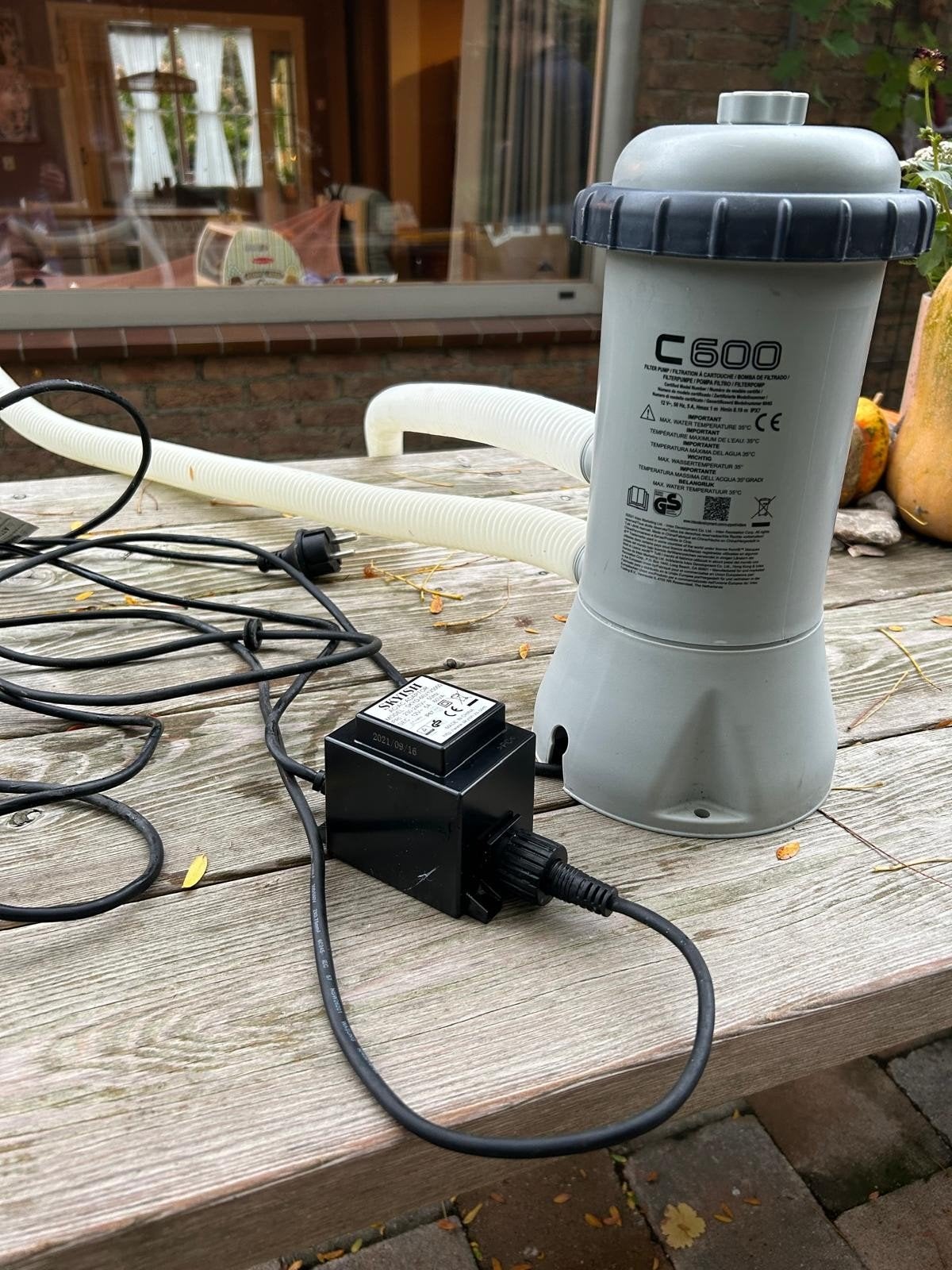 Zwembadpomp C600 met adapter, Ophalen of Verzenden, Gebruikt, Zwembadpomp
