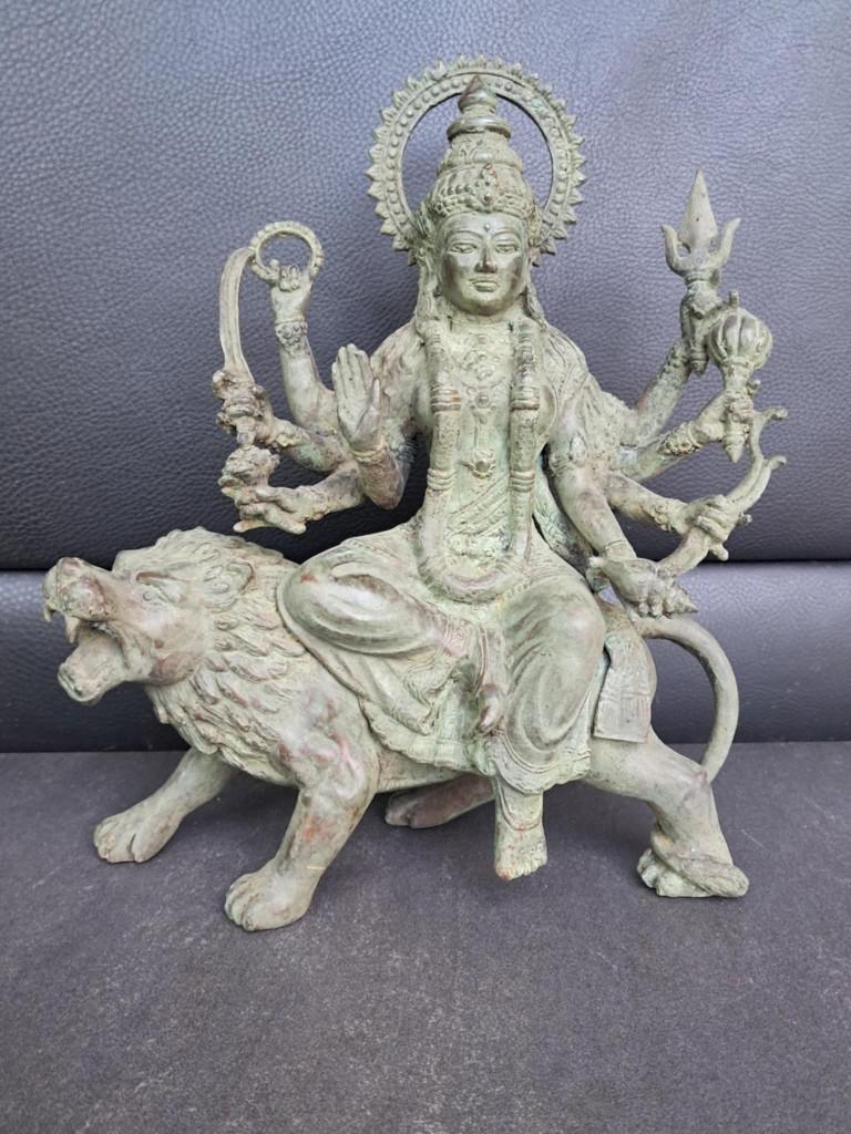 Bronzen beeld godin Durga/Kali/ Shakti, /India/Azië/34 cm, Ophalen of Verzenden, Nieuw