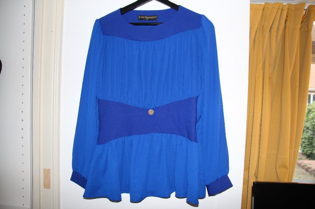 ZGAN Royal temptation shiffon blouse top - blauw S/36, Kleding | Dames, Blauw, Ophalen of Verzenden, Zo goed als nieuw, Lange mouw