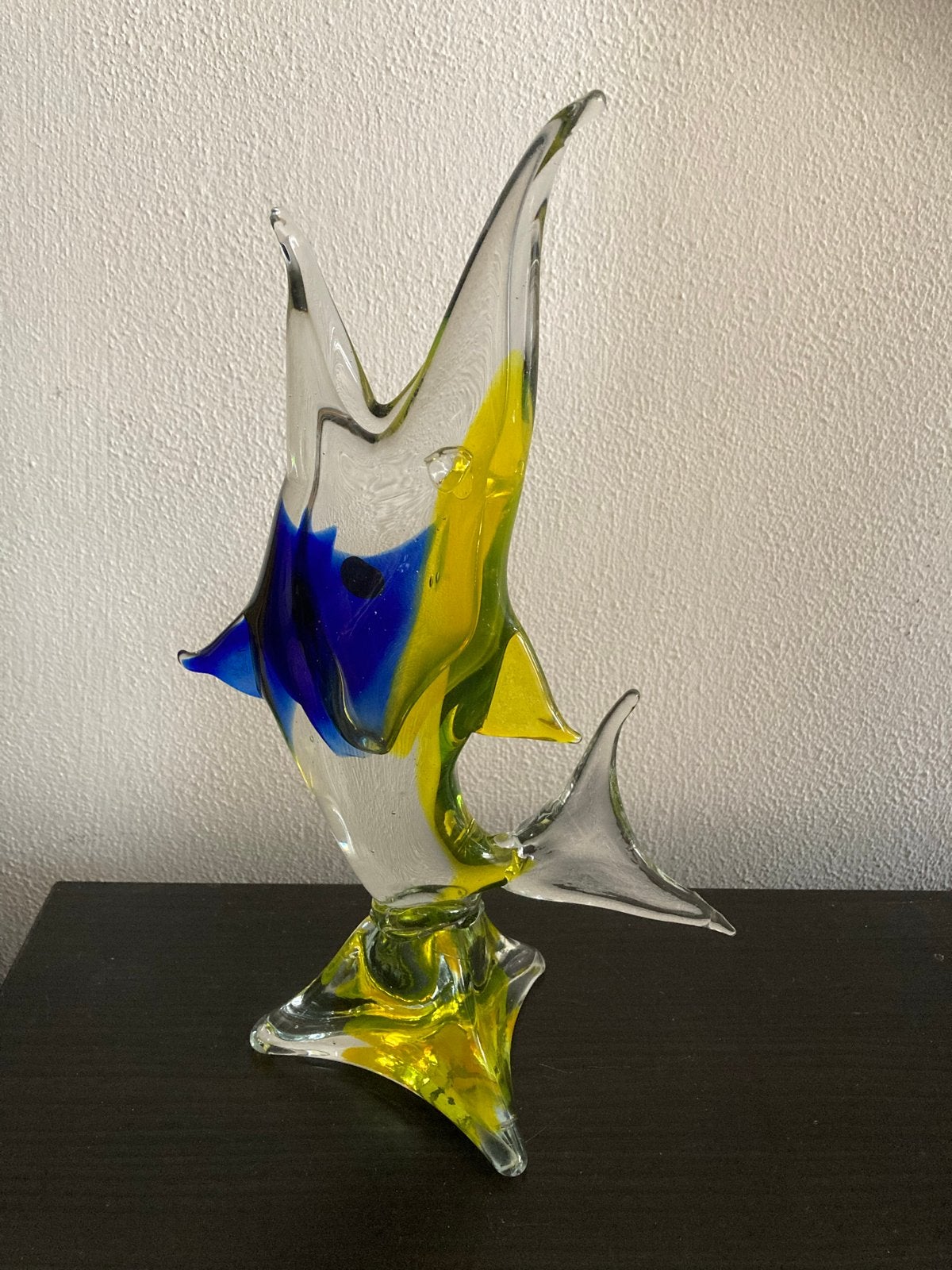 Gemerkt Murano glas, grote blauw gele vis 33cm, Ophalen of Verzenden