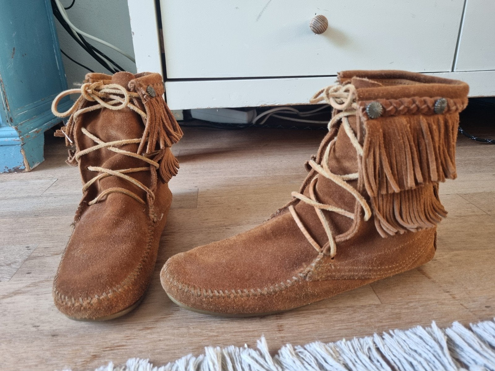Minnetonka Indianen schoenen leer maat 39-40, Ophalen of Verzenden, Zo goed als nieuw, Sneakers of Gympen