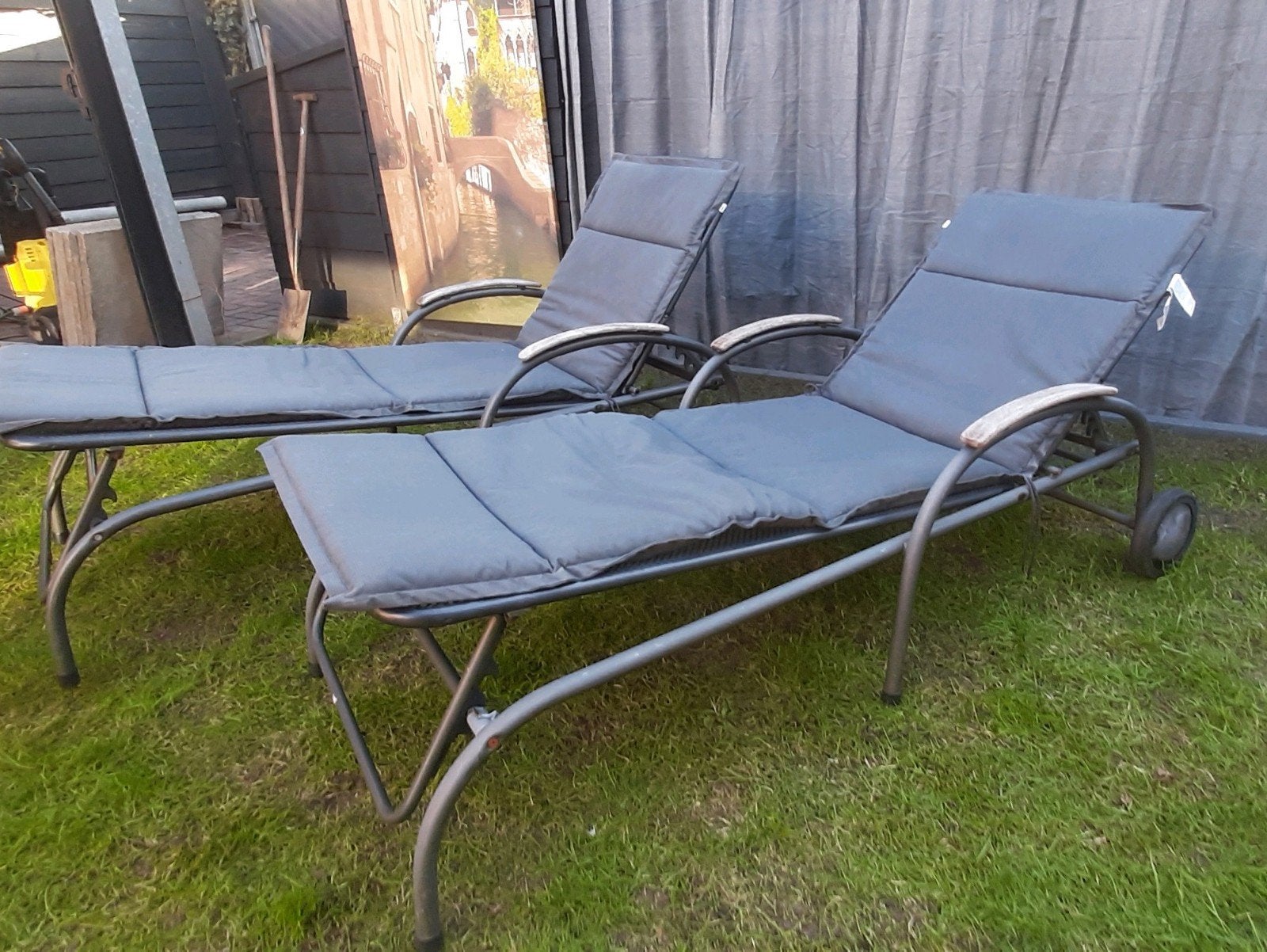 2 Kettler ligbedden met kussens, Tuin en Terras, Ligbedden, Ophalen, Metaal, Verstelbaar