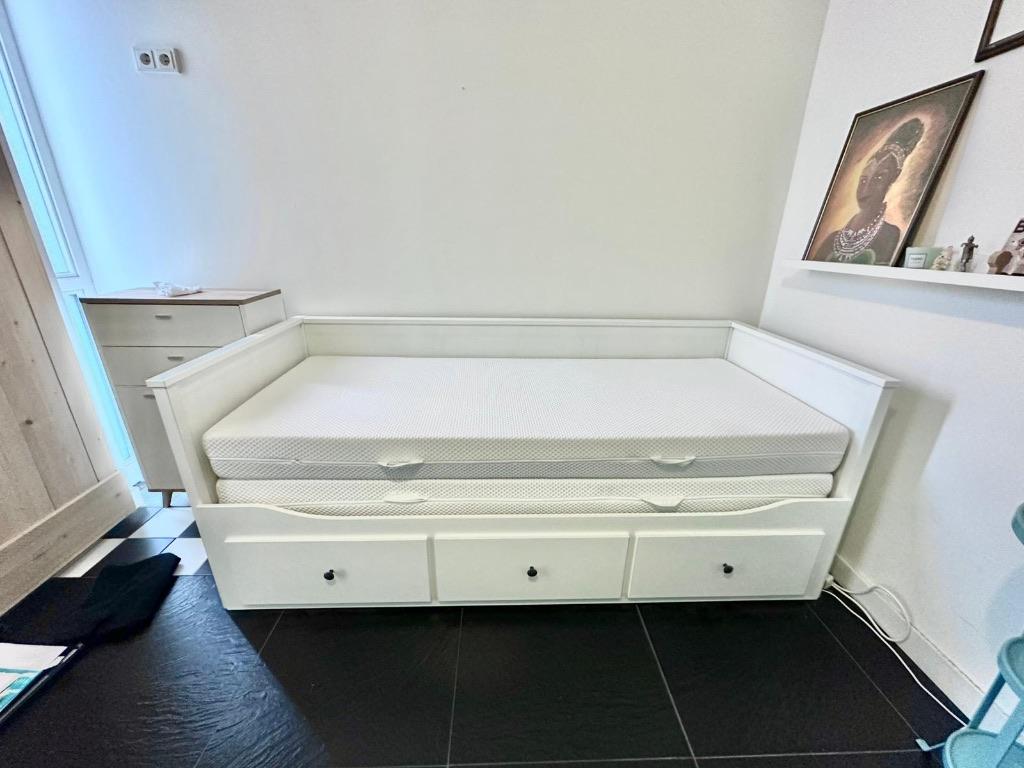 Ikea Hemnes daybed with 3 drawers, Ophalen, Wit, Tweepersoons, Zo goed als nieuw