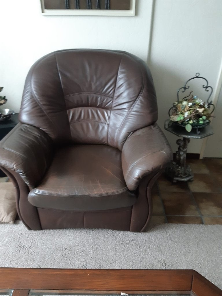 te koop, Huis en Inrichting, Fauteuils, Ophalen, Gebruikt, 50 tot 75 cm, Leer