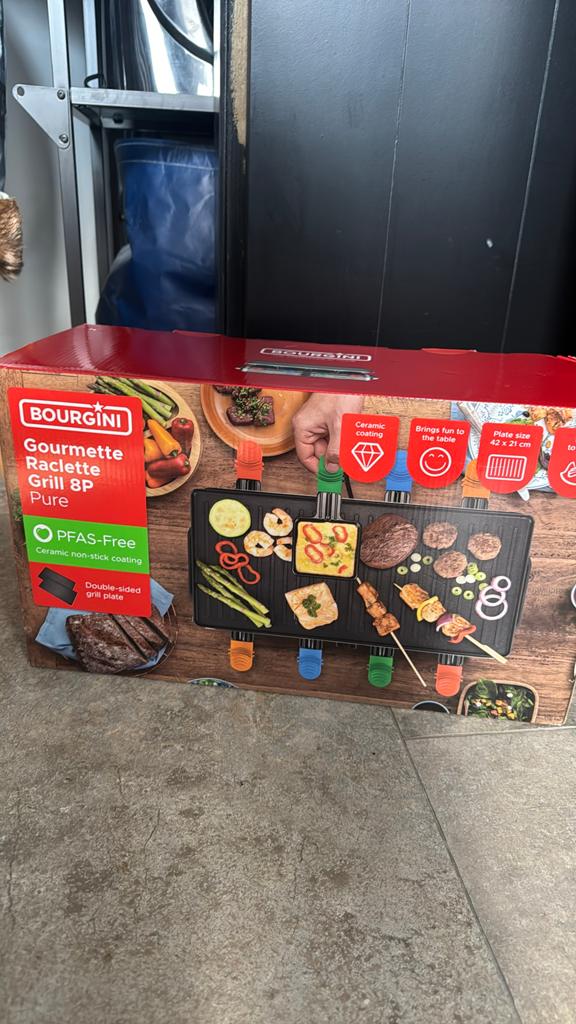 Bourgini gourmette raclette grill 8 p 2 stuks nieuw in doos, Ophalen of Verzenden, Zo goed als nieuw