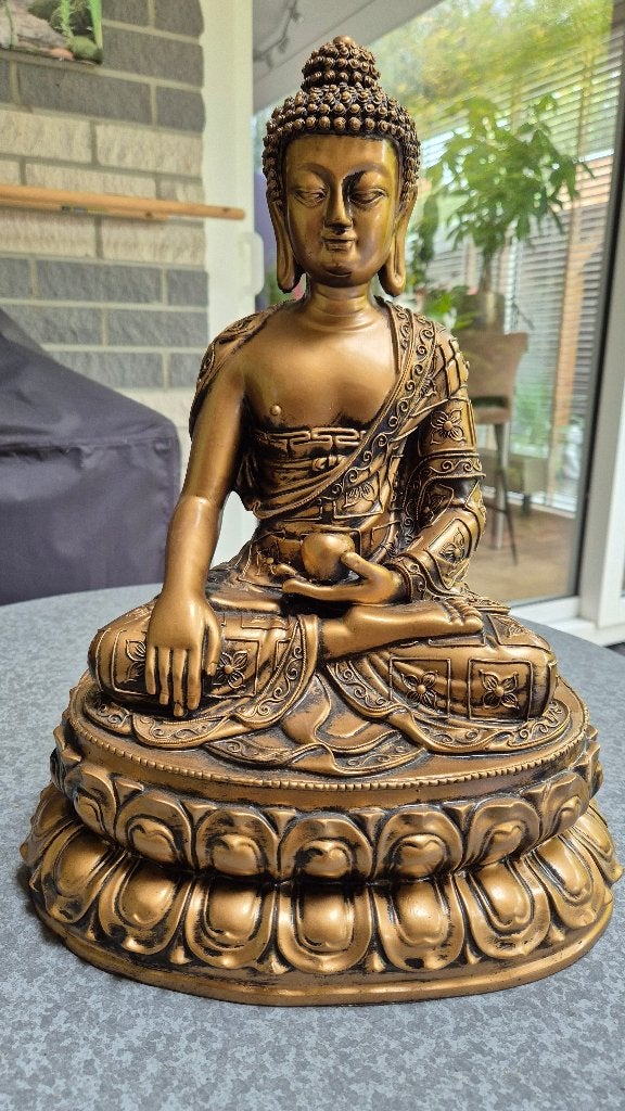 buddha beeld ( goud kleur ), Ophalen, 39 cm, Zo goed als nieuw, Goud