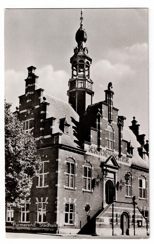 Purmerend 1958. Fotokaart van het Stadhuis., Ophalen of Verzenden, 1940 tot 1960, Gelopen, Noord-Holland