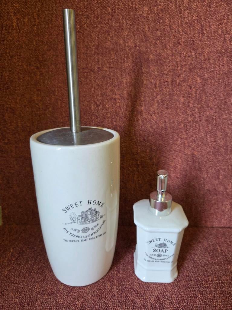 Sweet home zeepdispenser en wc borstelhouder, Ophalen of Verzenden, Gebruikt