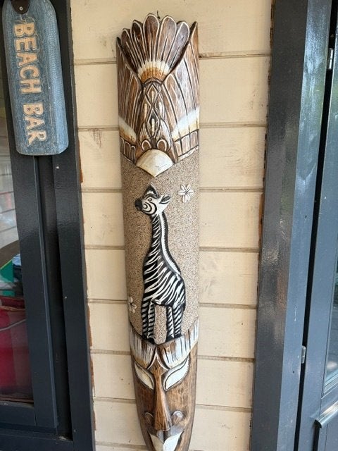 Houten Afrikaans masker met zebra - 100 cm lengte., Ophalen, Masker, 1 meter - 2 meter, Hout