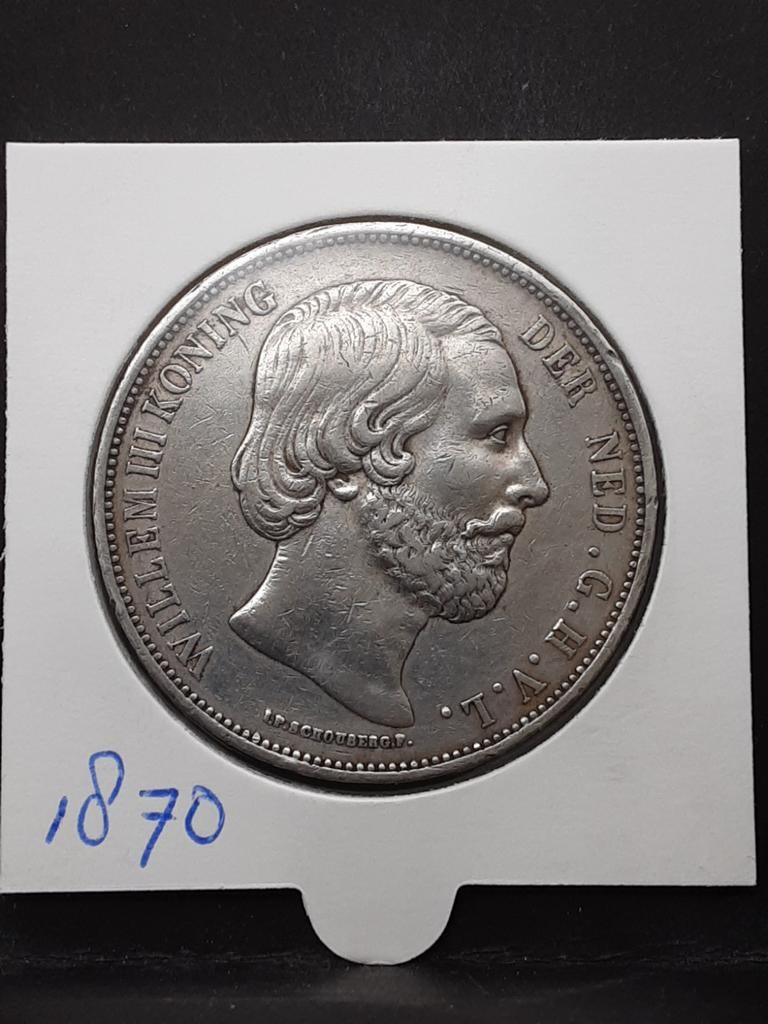 Rijksdaalder 1870 koning Willem III, Postzegels en Munten, Munten | Nederland, Koning Willem III, Zilver, Ophalen of Verzenden