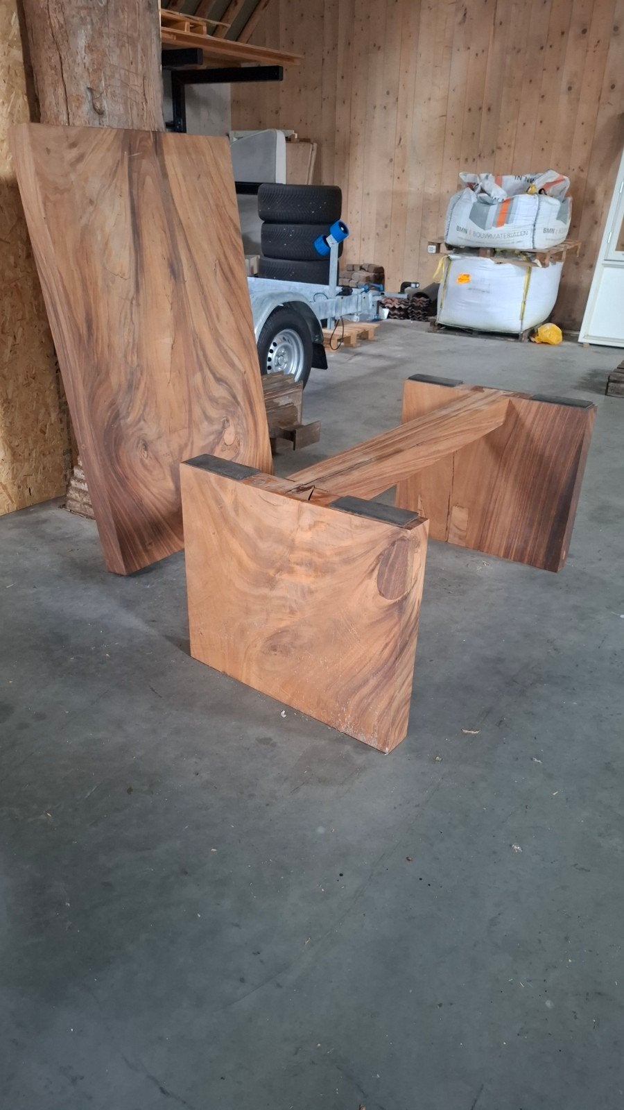 Robuuste hardhouten tafel 150x95x75 cm, Ophalen, Gebruikt, 100 tot 150 cm, 50 tot 100 cm
