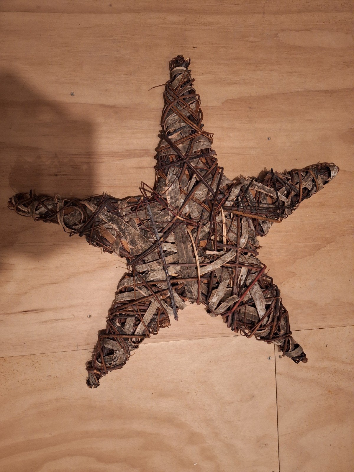 Decoratieve ster van takken en hout/ kerstster, Ophalen, Natuurlijk materiaal, Bruin, Landelijk
