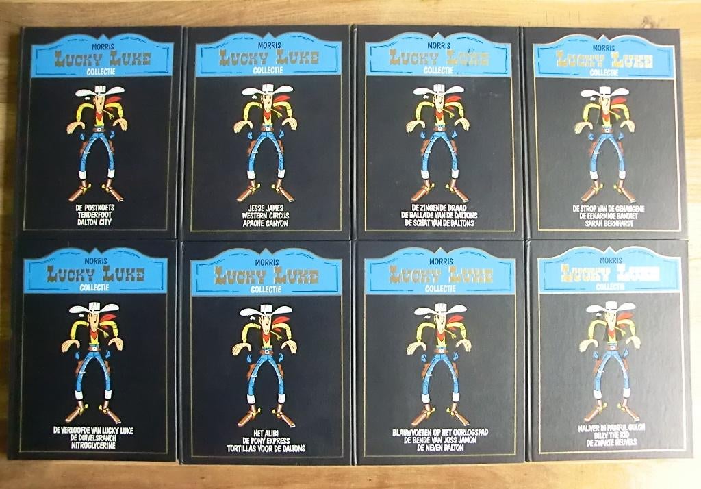 8 hardcover Lucky Luke stripboeken uit de Lekturama reeks, Boeken, Meerdere stripboeken, Ophalen of Verzenden, Gelezen