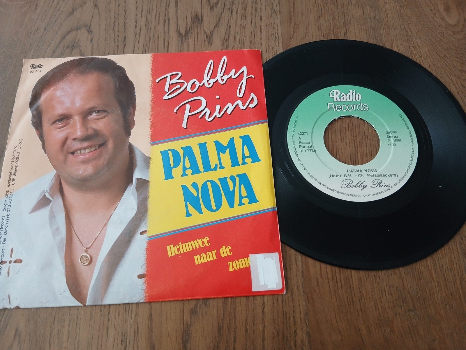 VINYL SINGLE  BOBBY PRINS  1986, Cd's en Dvd's, Overige formaten, Ophalen of Verzenden, Zo goed als nieuw, Levenslied of Smartlap