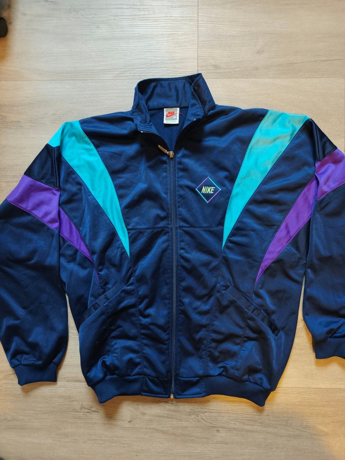 VINTAGE 90s NIKE Track Jacket - Rare Glitch Sport Spellout, Ophalen of Verzenden, Zo goed als nieuw, Algemeen, Maat 48/50 (M)