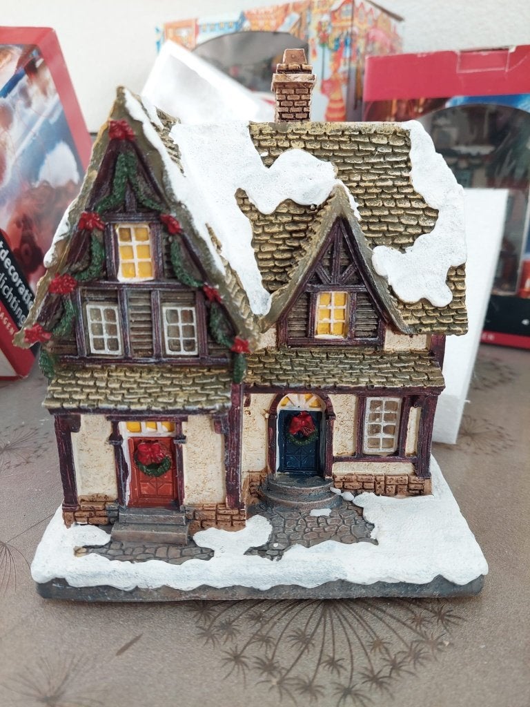 Intratuin kerstdorp huisje nostalgisch vakwerkhuis, Diversen, Ophalen of Verzenden, Zo goed als nieuw