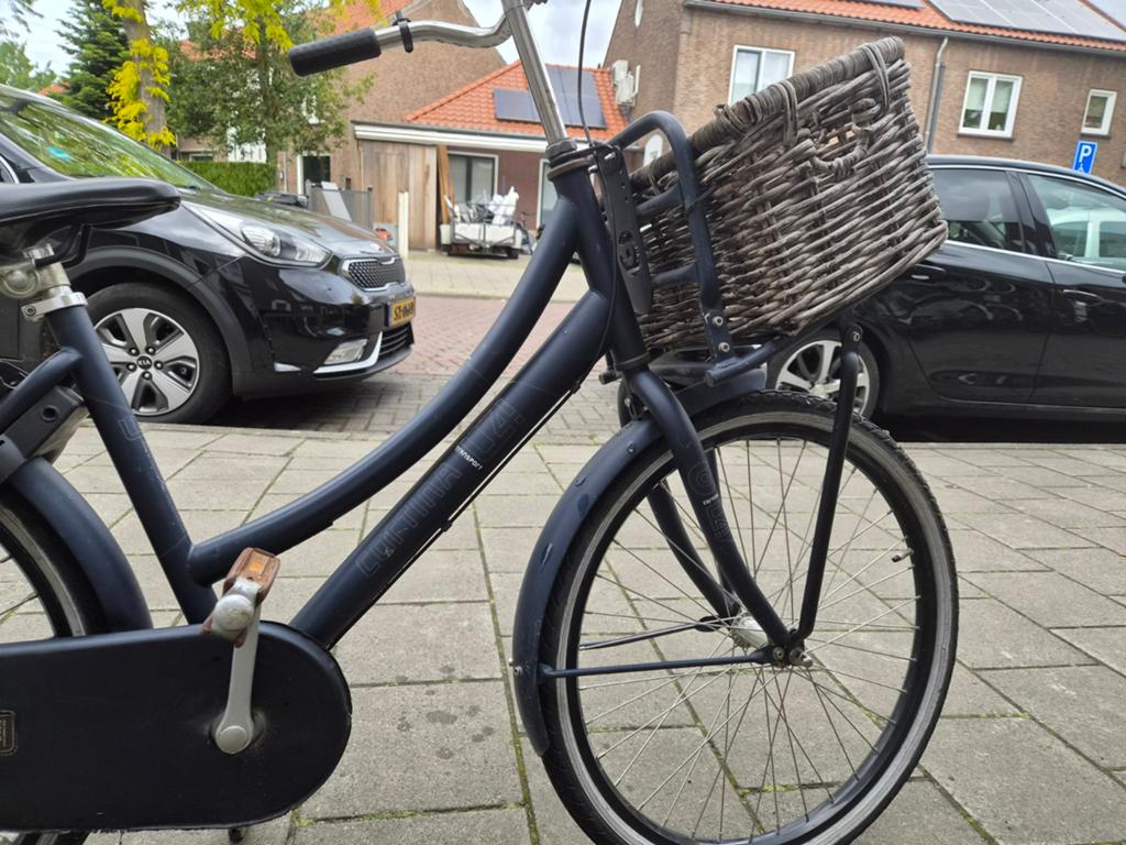 Stevige stadsfiets met mandje - cortina 24 inch meisje, Fietsen en Brommers, Ophalen, Terugtraprem, Cortina U4, Gebruikt