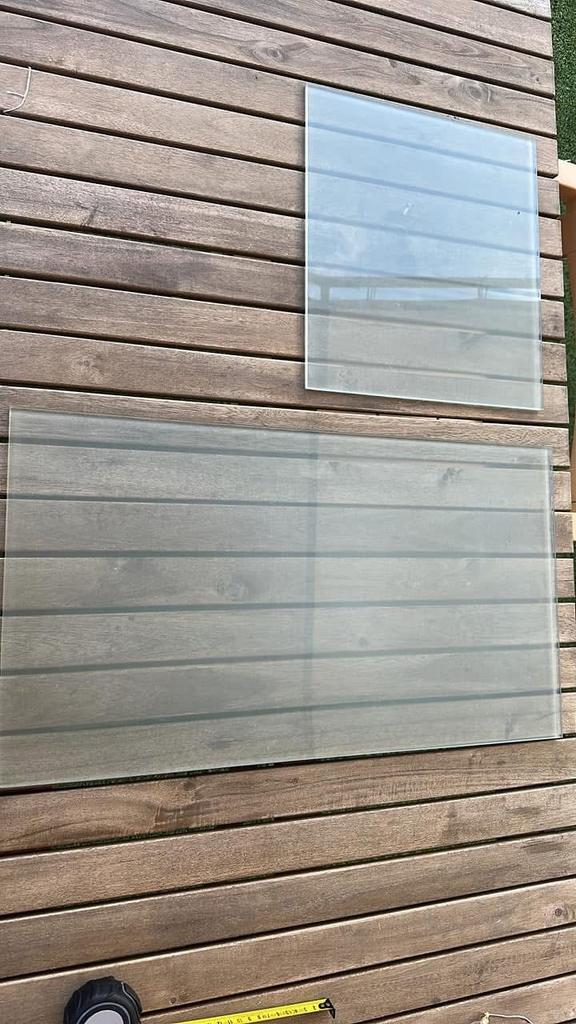 Dikke glasplaten (melkglas/helder) - diverse maten, Ophalen, Gebruikt, Glasplaat, Minder dan 80 cm