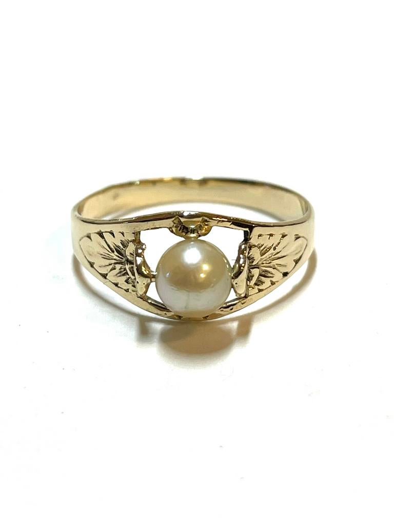 14k gouden ring met een parel, -, -, Ophalen of Verzenden, Zo goed als nieuw