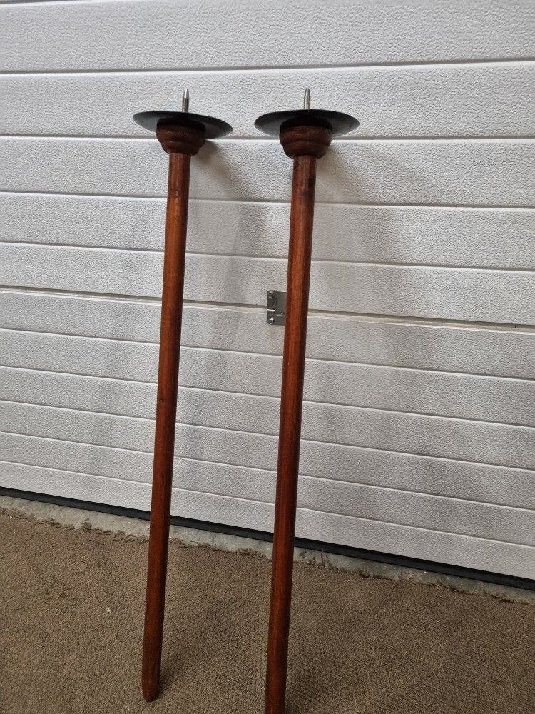 fakkel kerkkaars dragers antiek 2 stuks, Ophalen of Verzenden