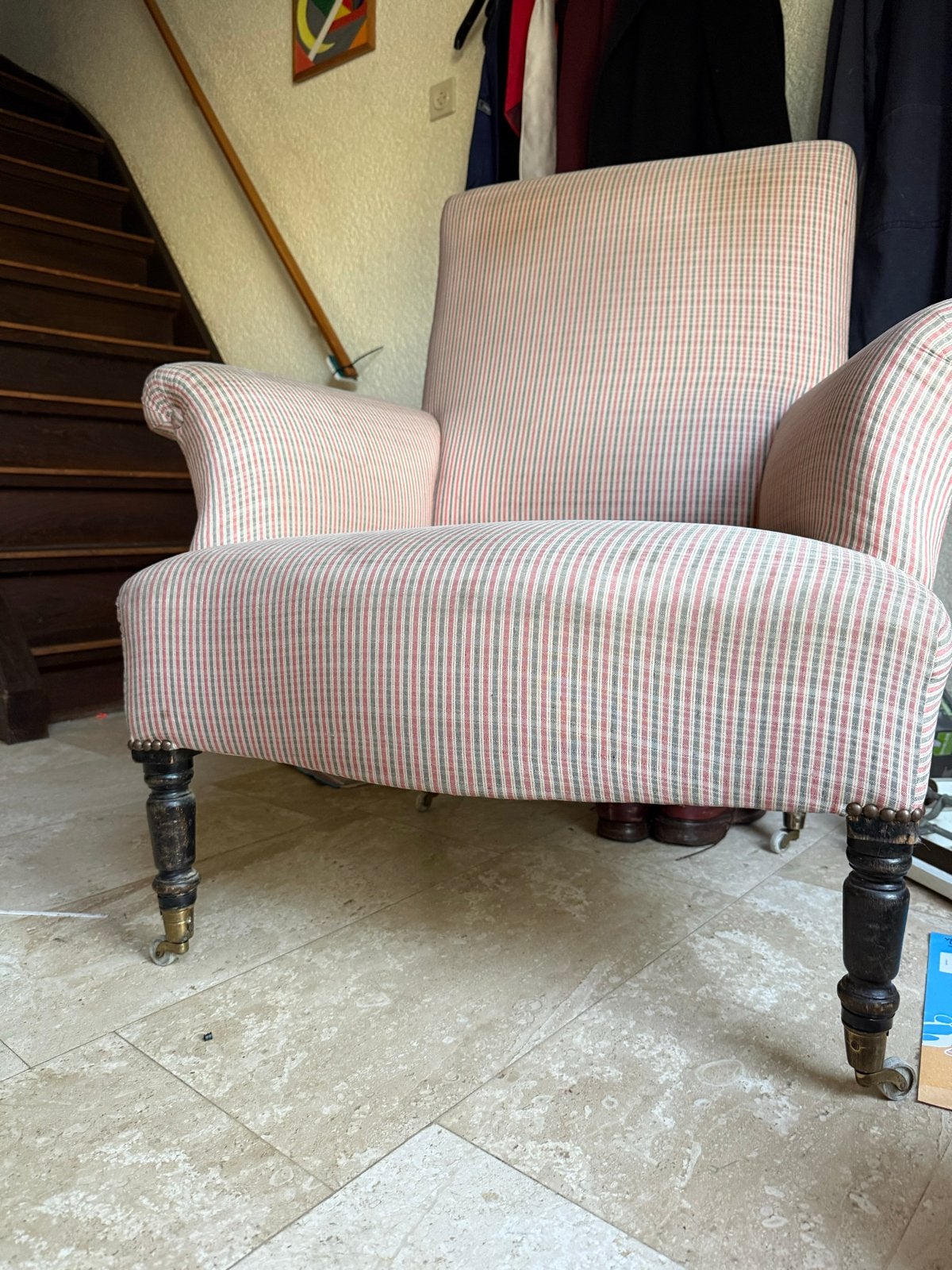 Gratis Vintage fauteuil - opnieuw te stofferen, Huis en Inrichting, Fauteuils, Ophalen, Gebruikt, Hout, 75 tot 100 cm