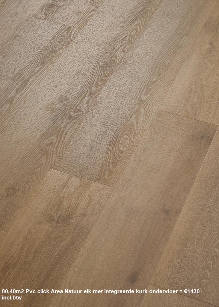 80,40m2 Pvc click Natuur integreerde kurk ondervloer = €1430, Huis en Inrichting, Stoffering | Vloerbedekking, Nieuw, Laminaat