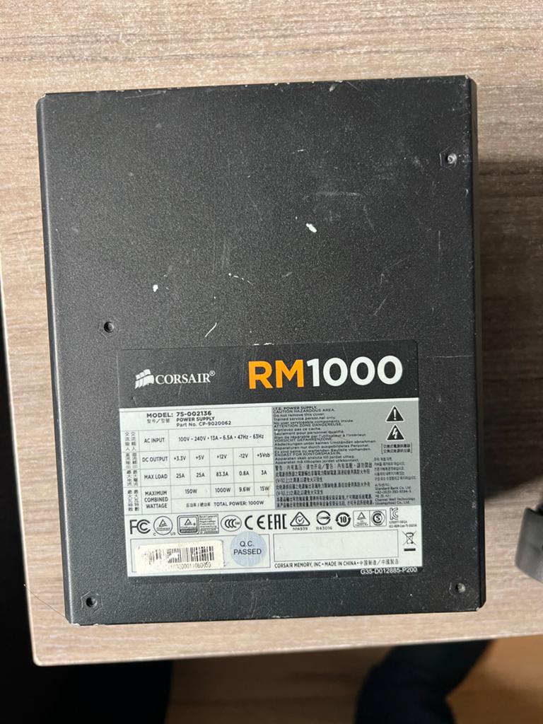 Corsair RM1000 Voeding - 1000W Modulair, Ophalen, Gebruikt