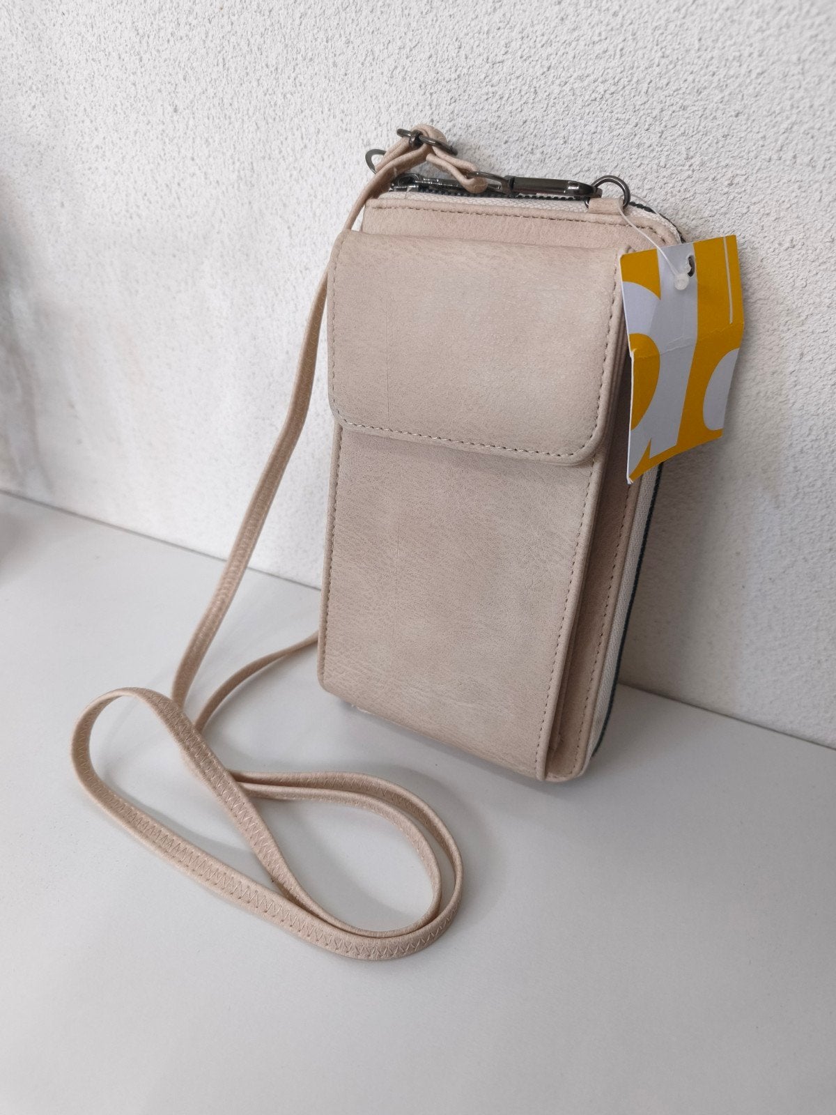 Telefoontasje met portemonnee, Nieuw!, Ophalen of Verzenden, Nieuw, Beige, Schoudertasje