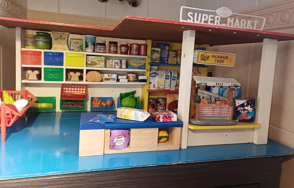 Vintage Speelgoed supermarkt merk OKWA, Kinderen en Baby's, Speelgoed | Houten speelgoed, Ophalen, Gebruikt