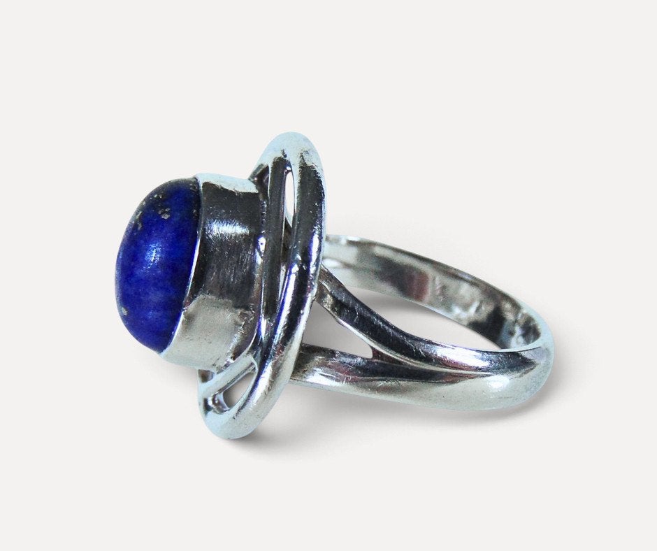 Prachtige 925 modernistische LAPIS LAZULI ring M17!, Verzenden, Zo goed als nieuw, X, Met edelsteen