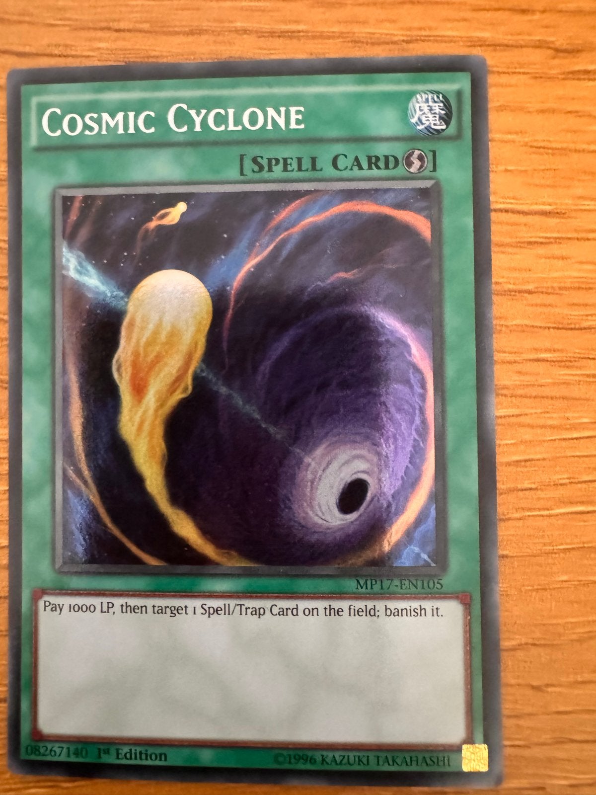 Yu-Gi-Oh! Cosmic Cyclone Spell Card MP17-EN105 1st Edition, Ophalen of Verzenden, Zo goed als nieuw, Losse kaart