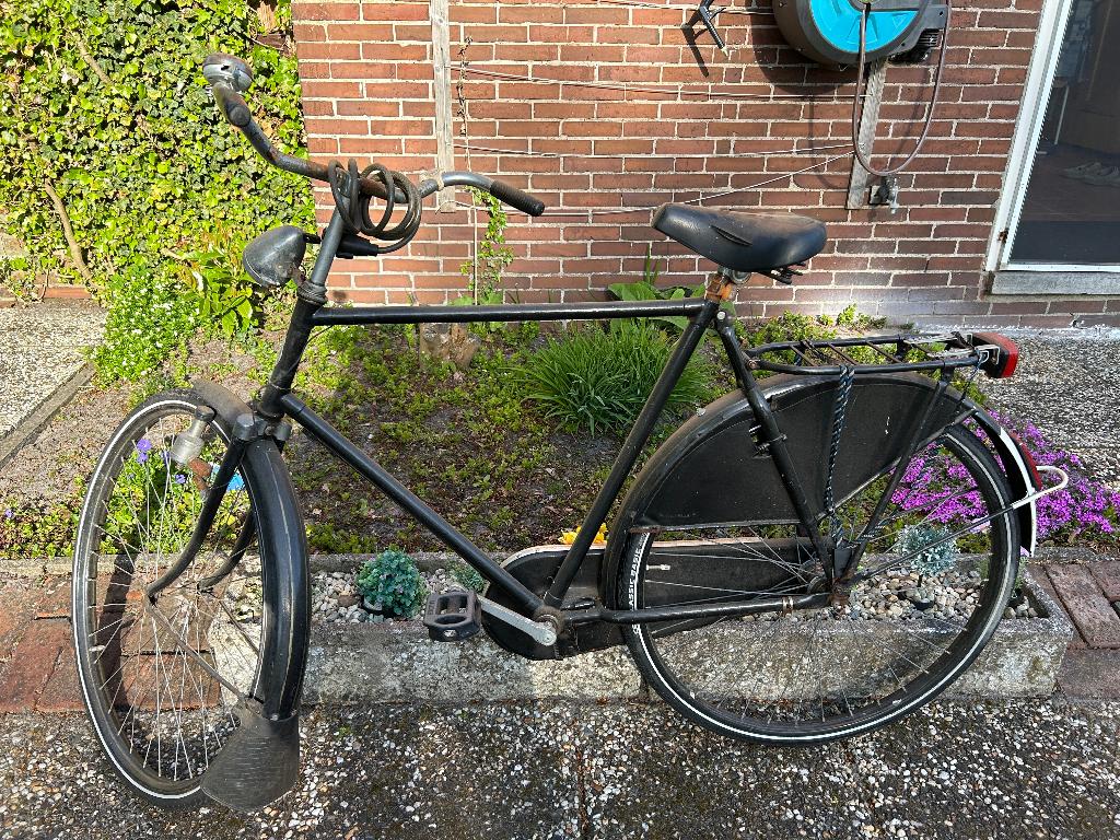 Klassieke zwarte Gazelle herenfiets, Ophalen, Terugtraprem, Gebruikt, Gazelle