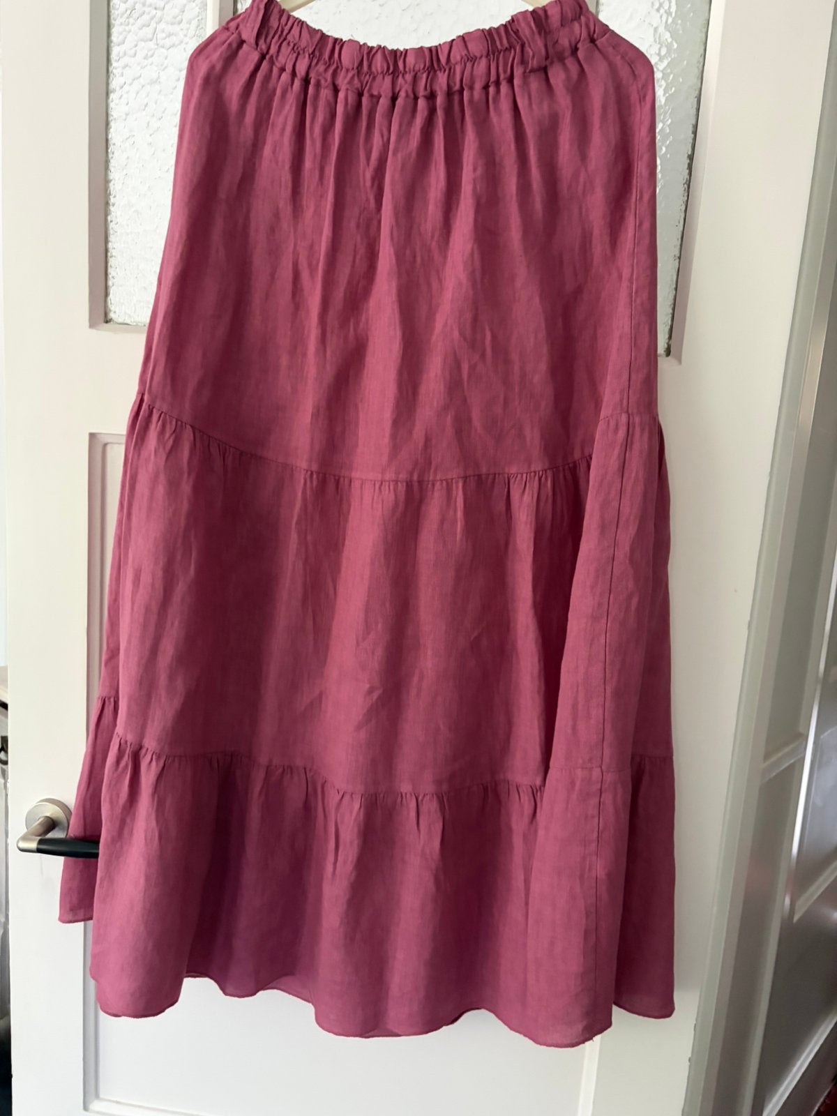 100% linnen strokenrok, oud roze, Maat 42/44 (L), Nieuw, Ophalen of Verzenden, Roze