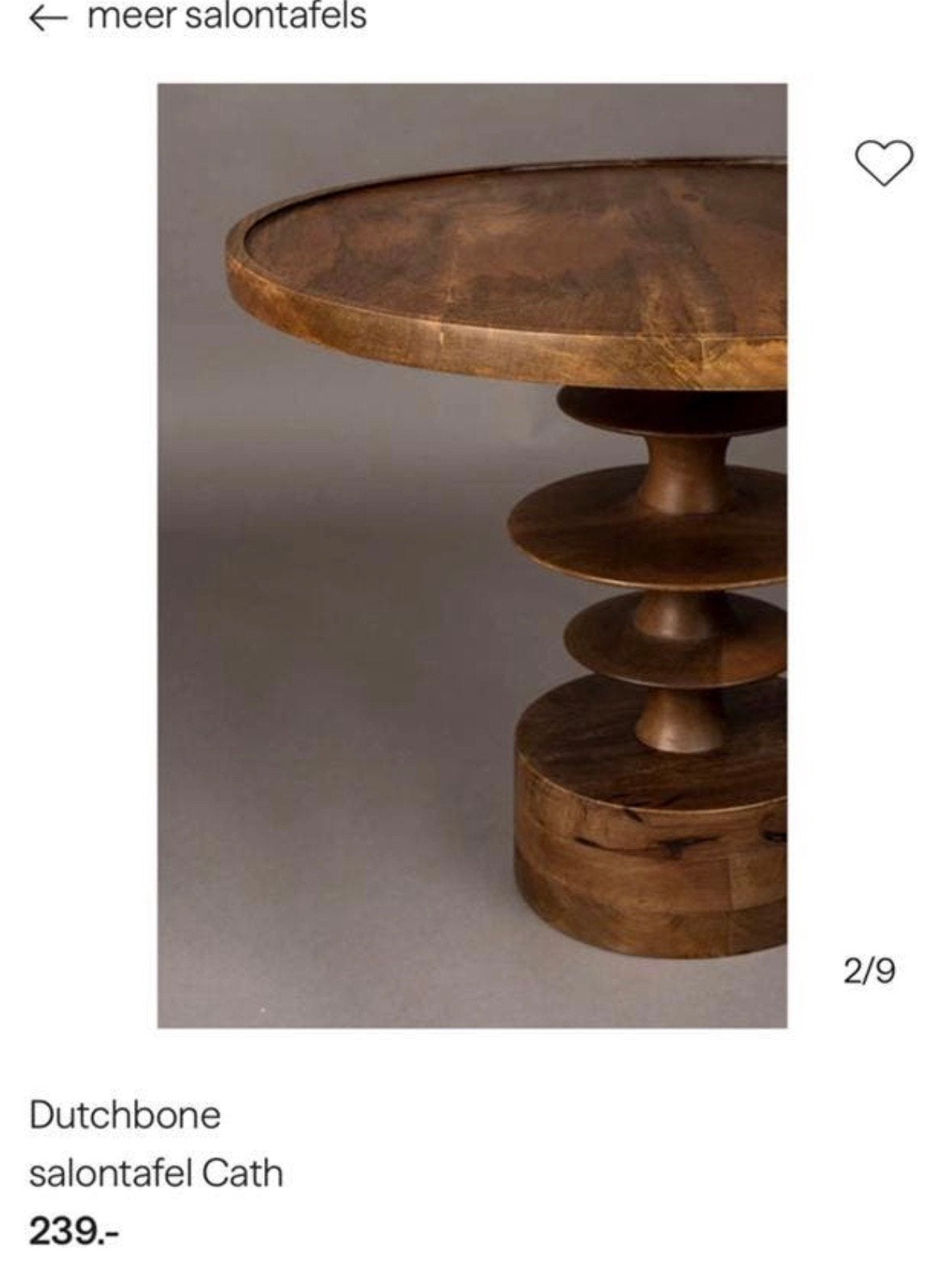 Dutchbone   Bijzettafel   Cath   Walnoot, Minder dan 55 cm, Rond, Zo goed als nieuw, Ophalen