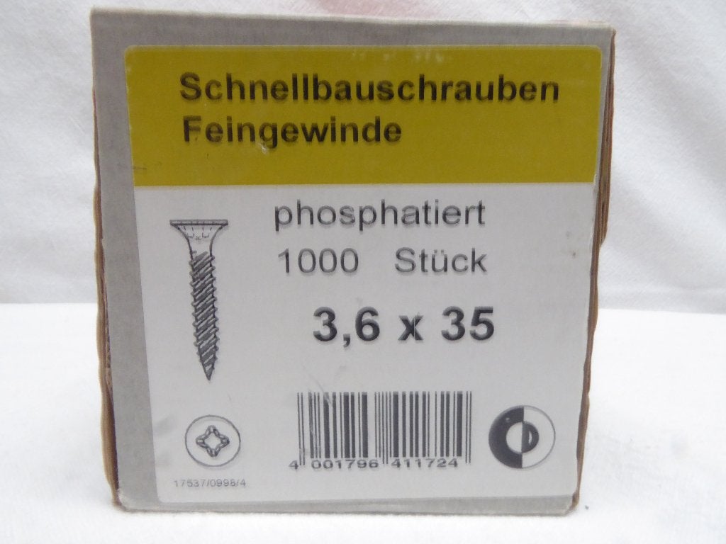 Snelbouw schroeven | fijne draad 3.6x35 mm | gefosfatteerd, Ophalen of Verzenden, Nieuw