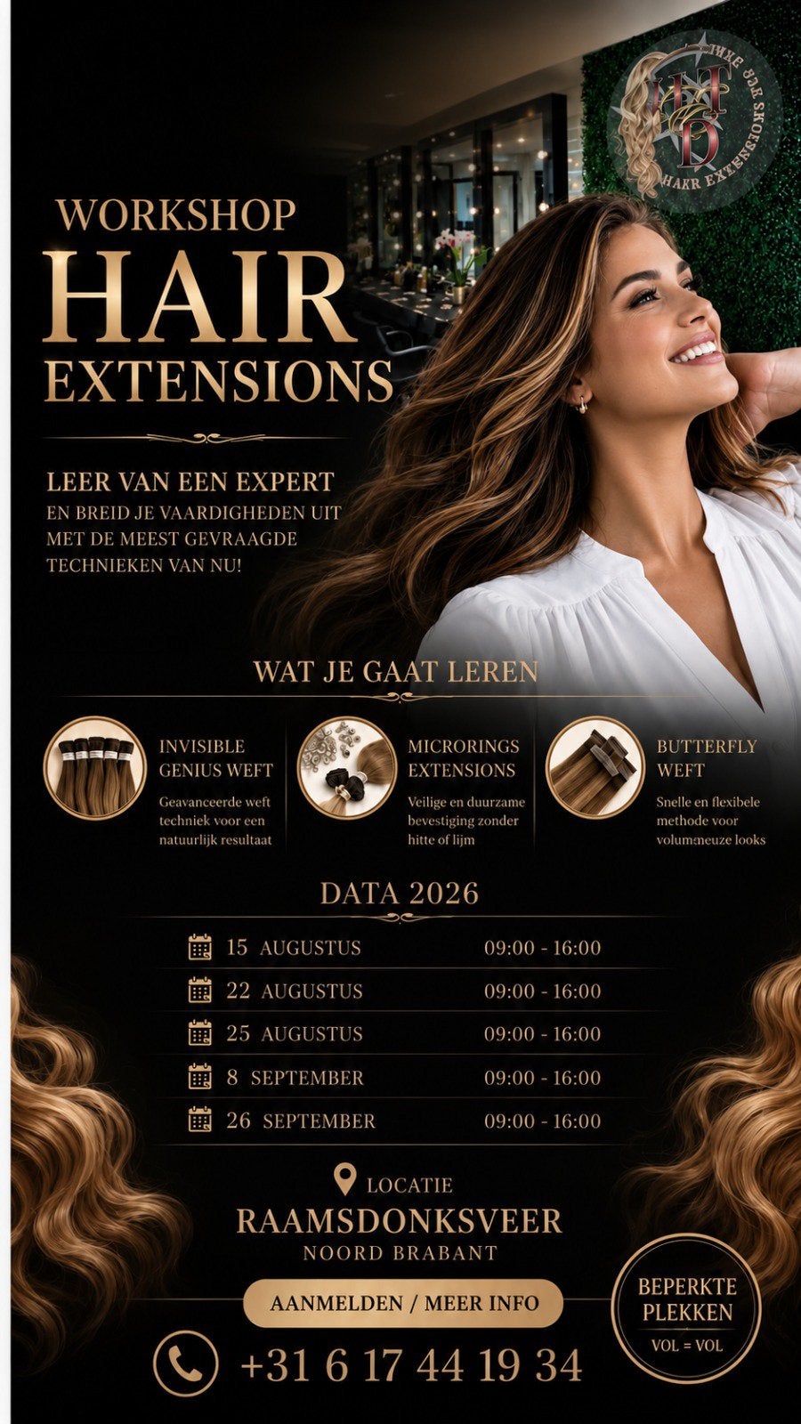 **WORKSHOP HAIR EXTENSIONS**   Wil jij, Ophalen of Verzenden, Nieuw, Pruik of Haarverlenging