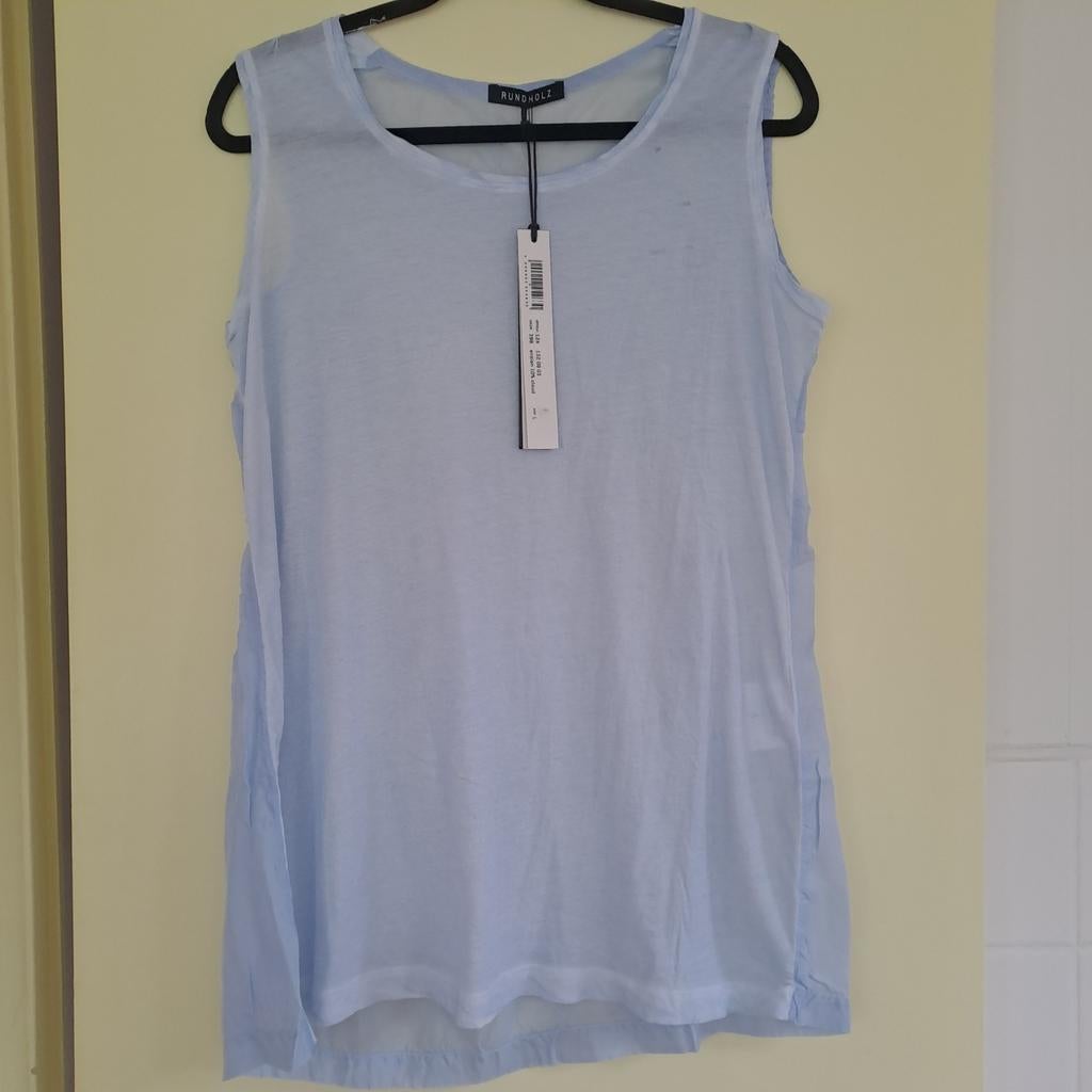 Rundholz  lichtblauwe mouwloze top L, Kleding | Dames, T-shirts, Blauw, Maat 42/44 (L), Ophalen of Verzenden, Zonder mouw