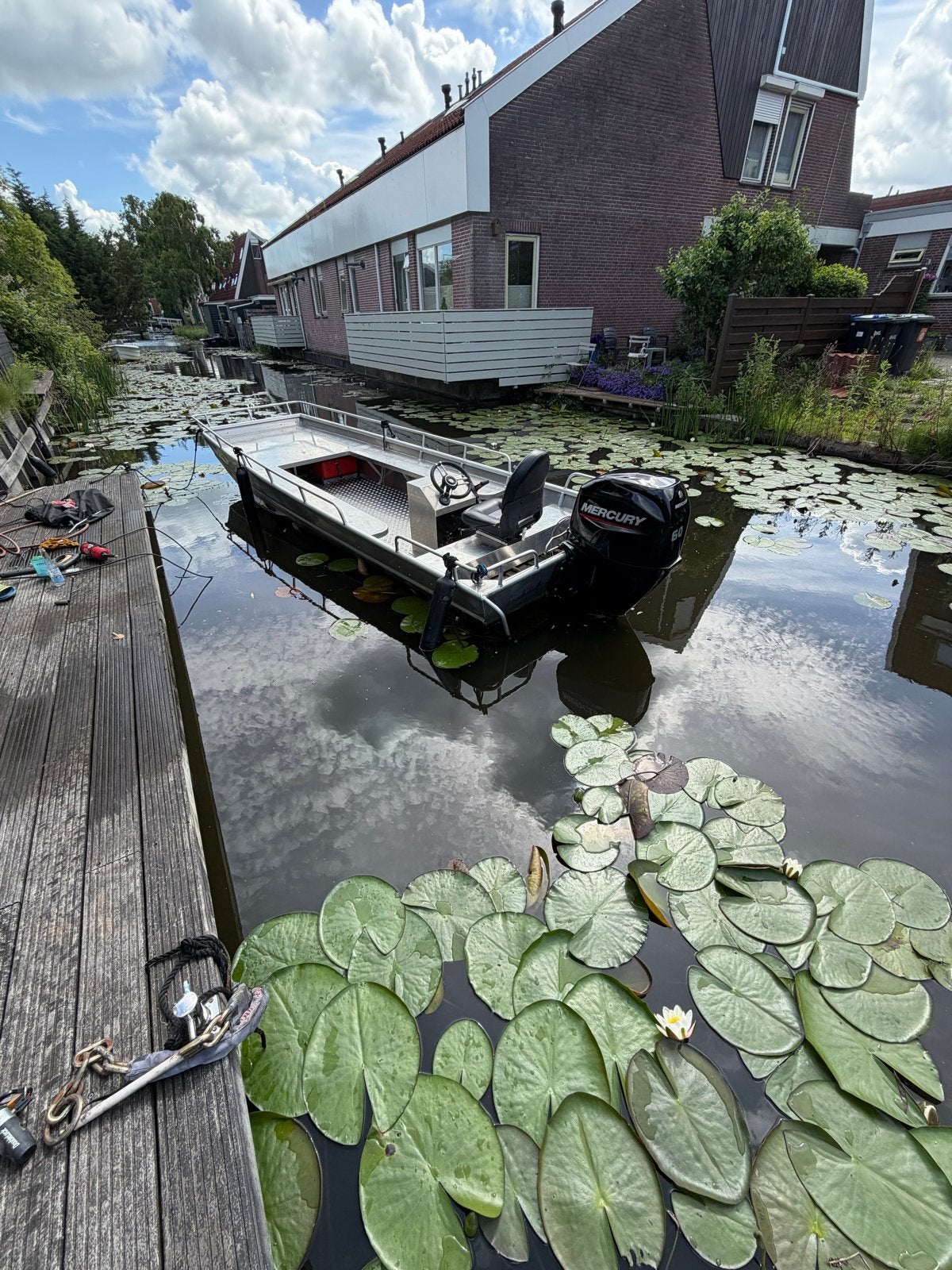 Aluminium consoleboot met Mercury 60pk buitenboordmotor, Watersport en Boten, Motorboten en Motorjachten, Overige merken, Buitenboordmotor