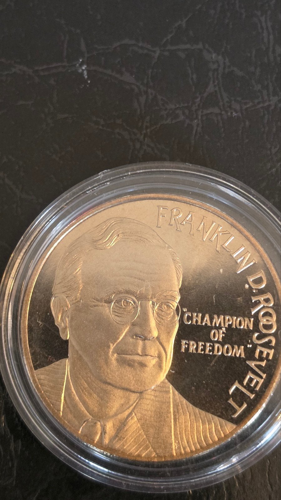 Franklin D. Roosevelt 'Champion of Freedom' munt, Postzegels en Munten, Penningen en Medailles, Ophalen of Verzenden