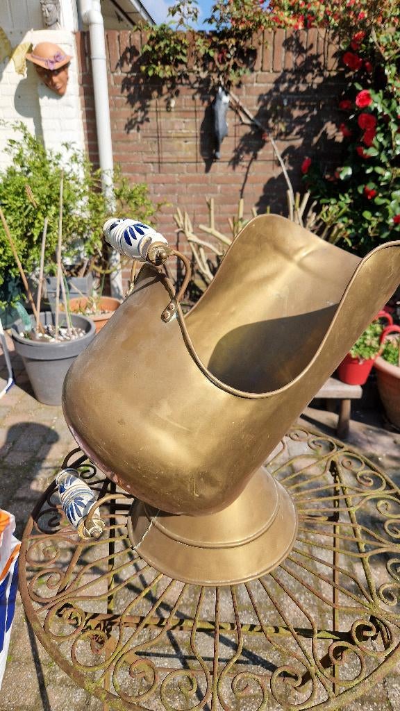 antieke kolenkit met delfts blauw, Ophalen of Verzenden, Koper