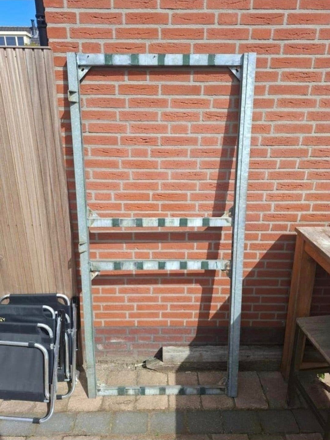 Stevig metalen poortframe 194.5x90 cm - Grijs, Tuin en Terras, Tuinhekken en Hekwerk, Ophalen, Met poort, Gebruikt, Tuinhek