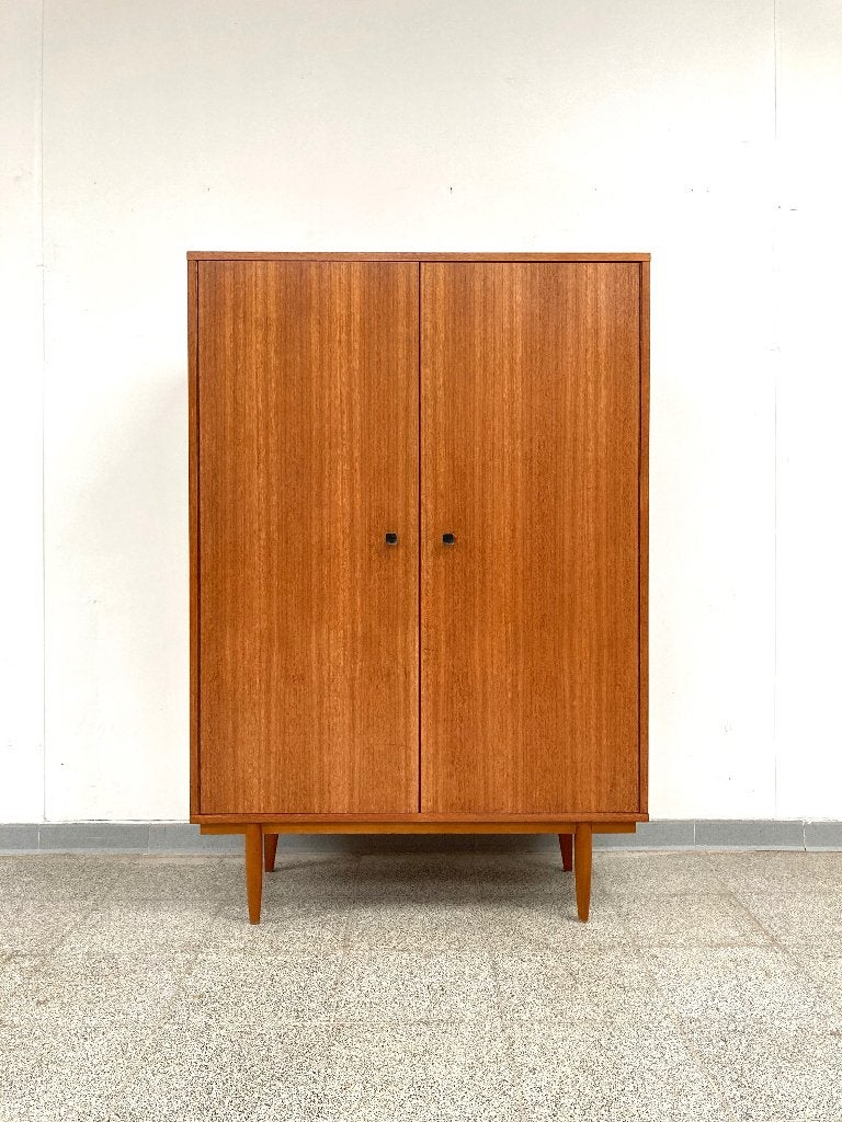 Vintage mid-century teak kleine kledingkast/opbergkast, Ophalen, Met deur(en), Gebruikt, 100 tot 150 cm