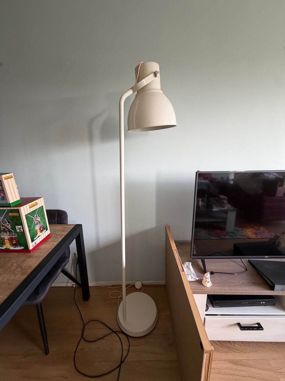 IKEA HEKTAR Vloerlamp - Crème/Wit, Ophalen, Gebruikt, E27 (groot), Metaal