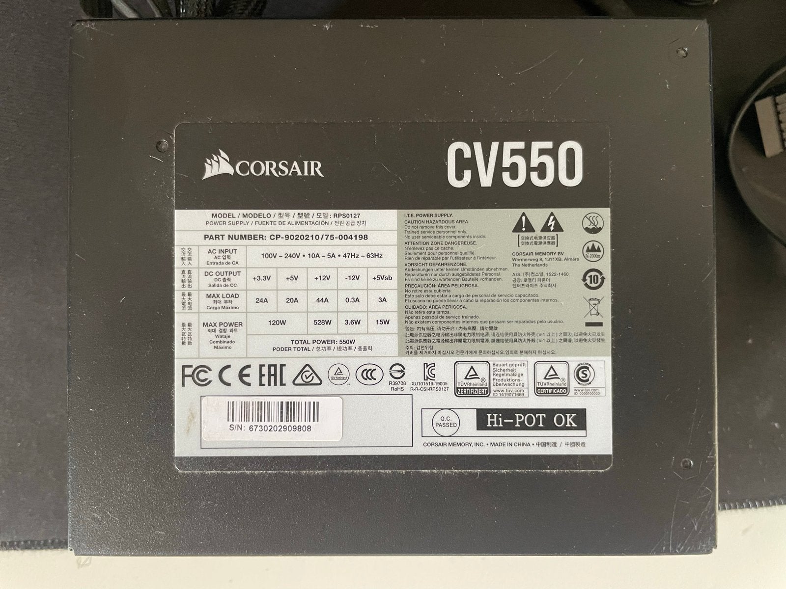 Corsair CV550 Voeding voor PC - Perfect Werkend, Ophalen, Gebruikt