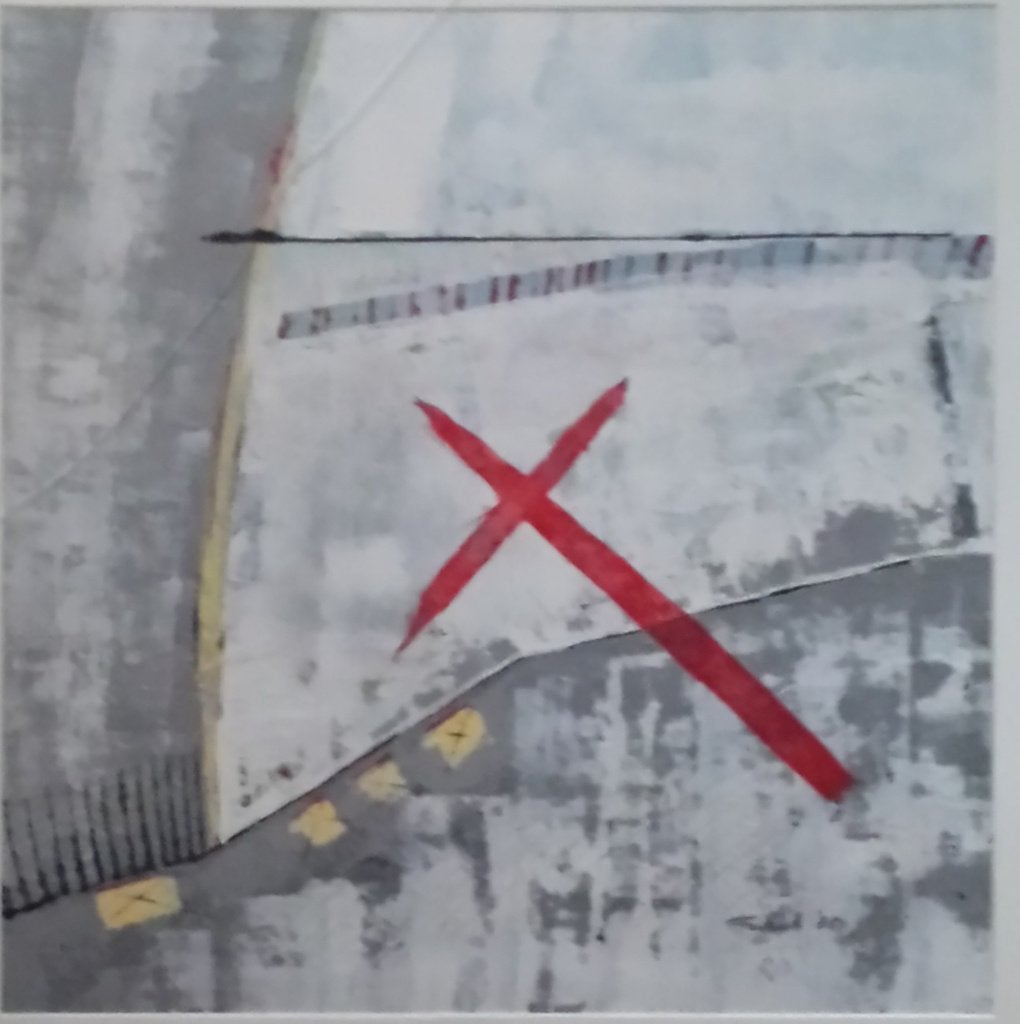 Erwin Fasel (1950) Olieverf papier "Abstracte Comp " Ges Ged, Abstract, Acrylverf, Papier/karton, Ophalen of Verzenden