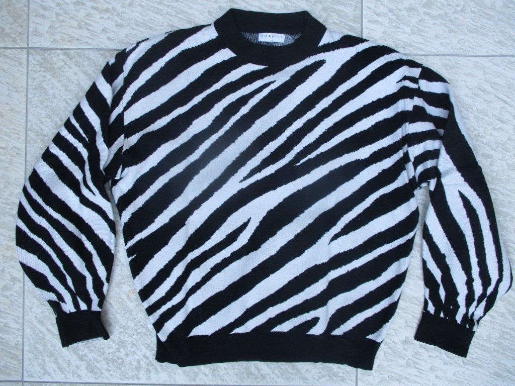 Loavies trui zwart / wit zebra truitje maat M, Maat 38/40 (M), Zwart, Ophalen of Verzenden, Loavies