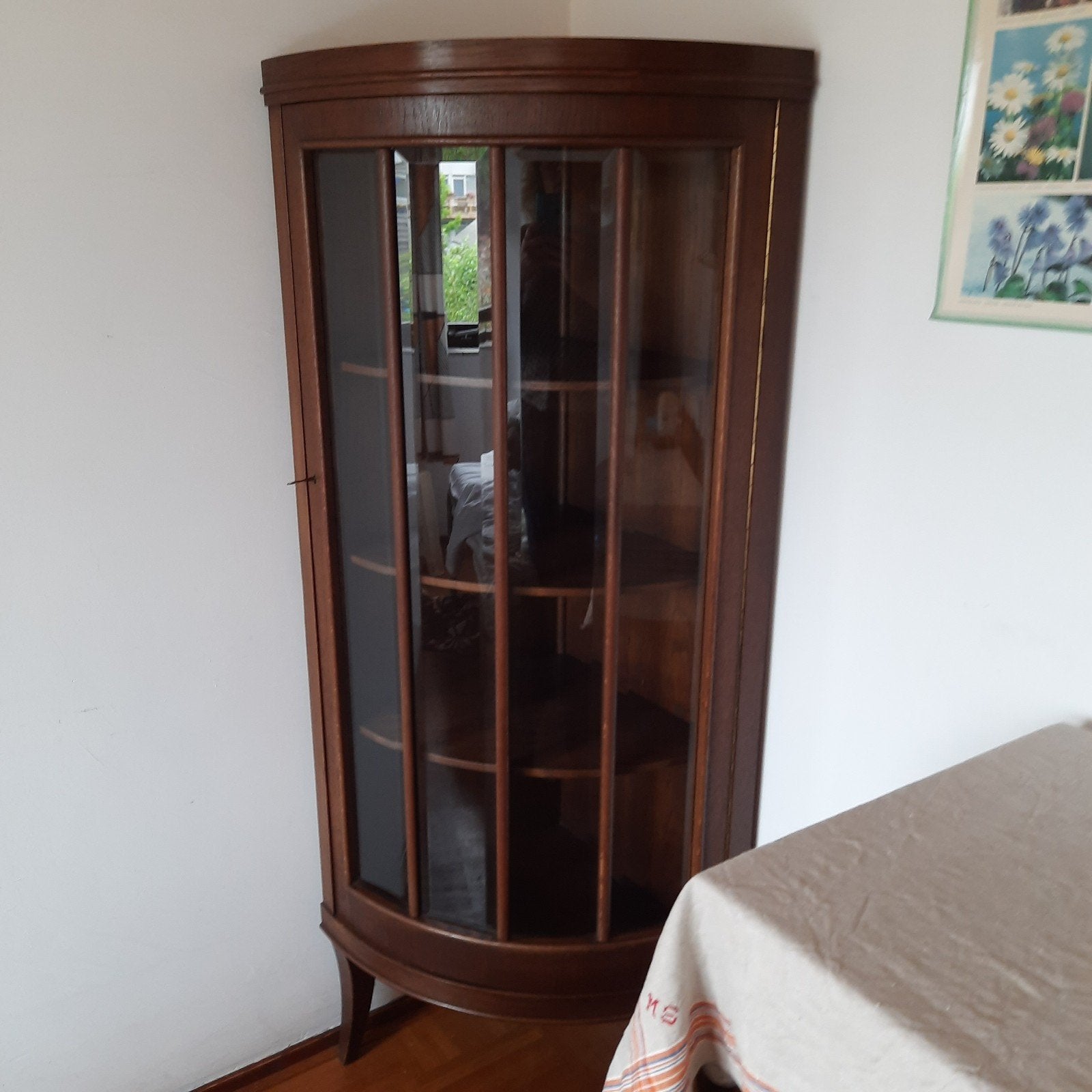Klassiek eiken vitrine hoekkast (Aalten) KWADRAAT, Antiek en Kunst, Antiek | Meubels | Kasten, Ophalen