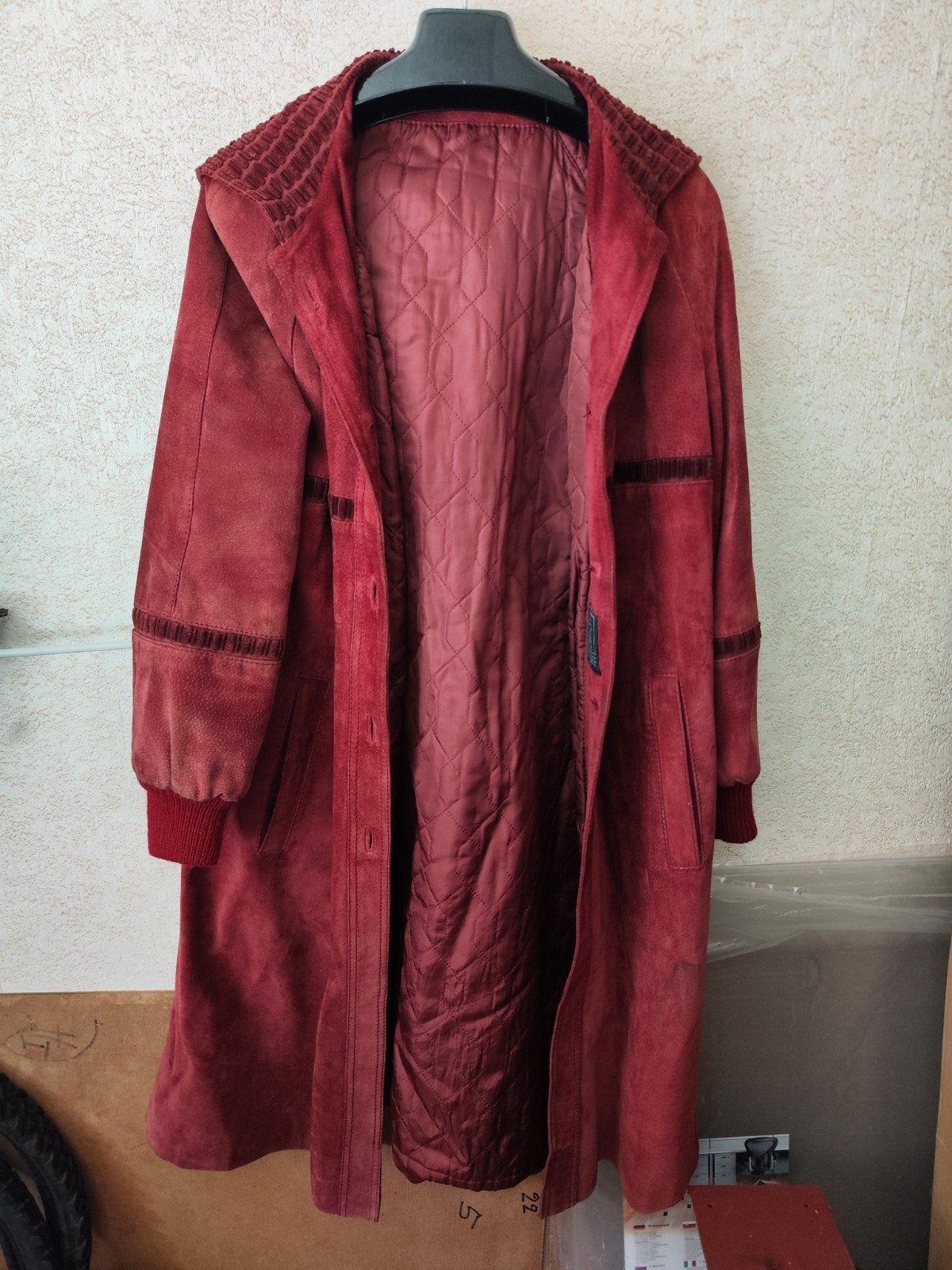 Stadick Modelle Echt Leder Rode Suède Jas met Capuchon, Maat 38/40 (M), Ophalen of Verzenden, Stadick Modelle, Gedragen