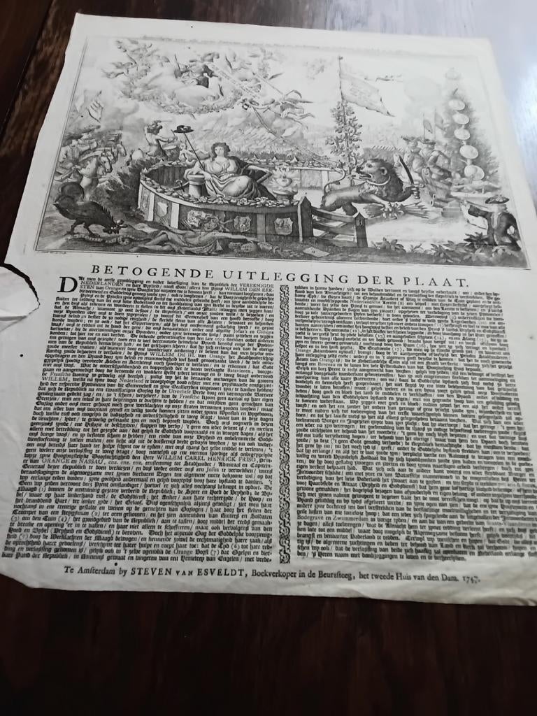 Originele Gravure 1747: Aanmoediging Vrome Patriotten, Antiek en Kunst, Origineel, Militair, Ophalen of Verzenden, Gravure