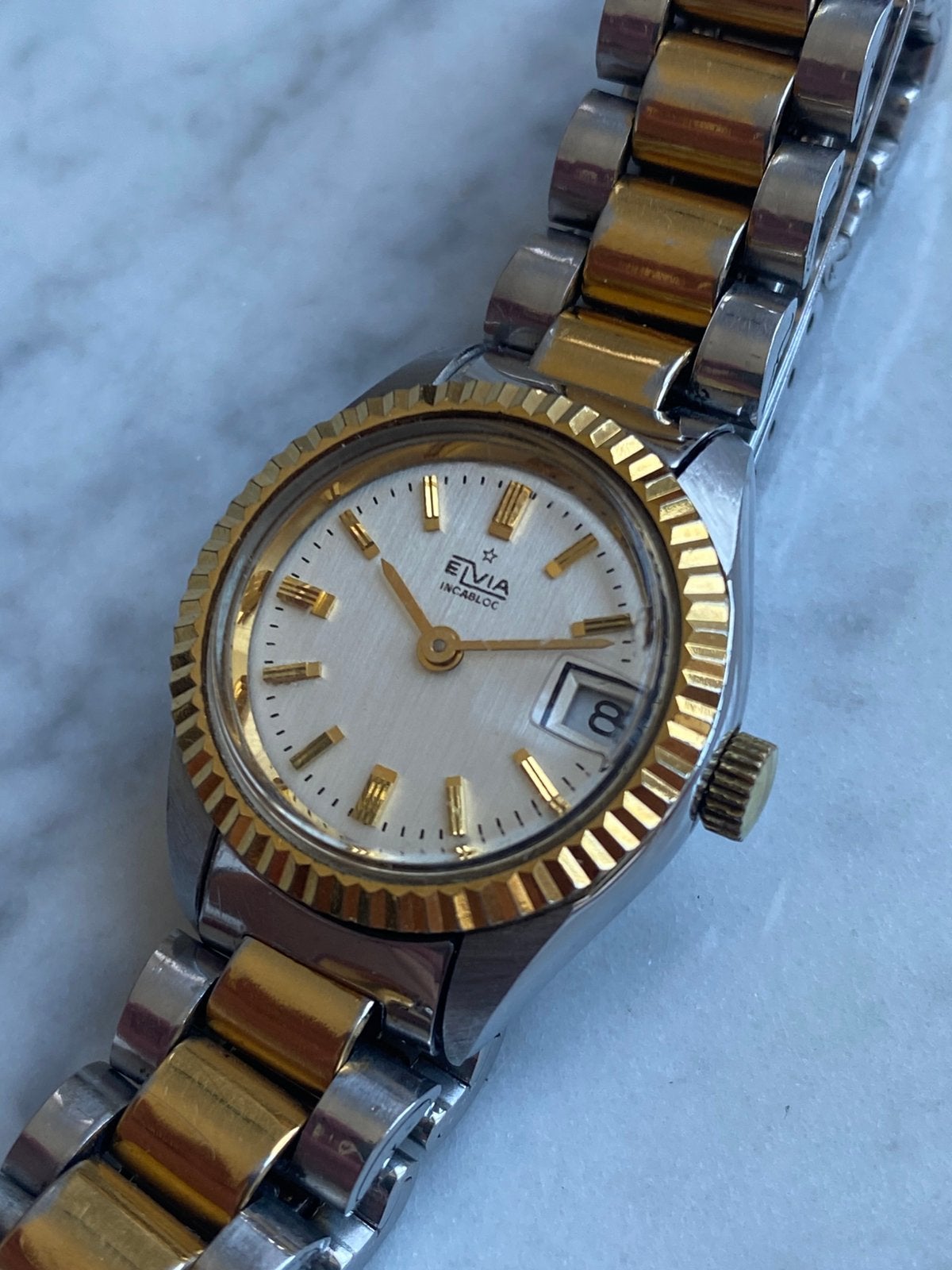 Vintage Elvia horloge, Sieraden, Tassen en Uiterlijk, Horloges | Dames, Ophalen of Verzenden, Gebruikt, Overige merken